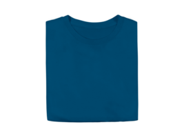 Isolated blue sapphire colour blank fashion folded tee front mockup template png