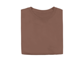 Isolated brown chestnut colour blank fashion folded tee front mockup template png