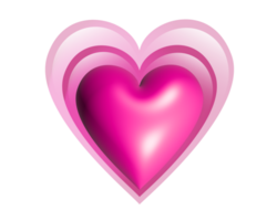 Glossy pink love glowing heart 3D icon png