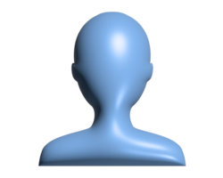 Dark blue silhouette generic profile of one person 3D icon , represent a user or member png