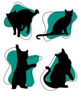 gato vector silueta conjunto de gatos