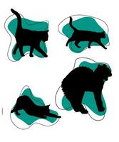 Cat vector silhouette set of cats