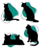 Cat vector silhouette set of cats