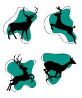 silhouettes of deers vector