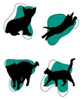 gato vector silueta conjunto de gatos