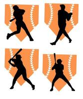 Silhouette of Player Baseball vector Illustration design concept, Sport vector design template