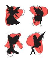Fairy silhouette collections in white backgorund vector