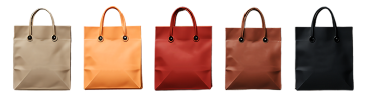 AI generated bag mockup collection of various colors isolation on transparent background, generative ai png