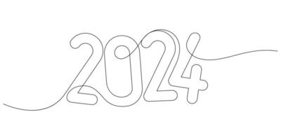 continuous line drawing 2024 number design logo minimalism vector