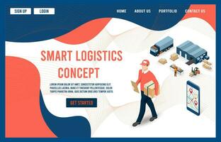 Modern Global logistic service concept with export, import, warehouse business, transport. Vector illustration eps 10