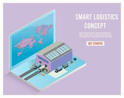 Modern Global logistic service concept with export, import, warehouse business, transport. Vector illustration eps 10