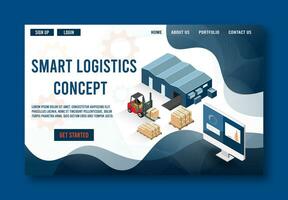 Modern Global logistic service concept with export, import, warehouse business, transport. Vector illustration eps 10