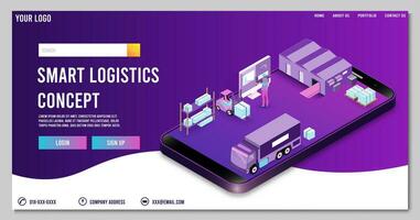 Modern Global logistic service concept with export, import, warehouse business, transport. Vector illustration eps 10