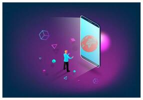 Concept of Future digital technology metaverse, colorful background. Vector illustration eps10