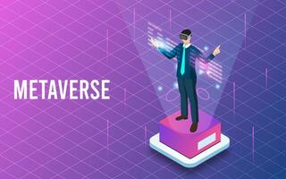 Concept of Future digital technology metaverse, colorful background. Vector illustration eps10