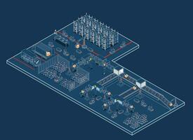 Warehouse management with Autonomous Robot Transportation operation service and automation in product management, AI systems for work. Vector illustration EPS 10