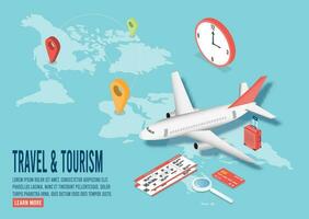 3D isometric Exclusive flight booking deals, Flight Booking Promotion and destination concept.  Vector illustration eps10