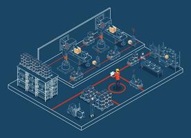 Automated warehouse robots and Smart warehouse technology Concept with Warehouse Automation System, Autonomous robot, Transportation operation service. Vector illustration EPS 10