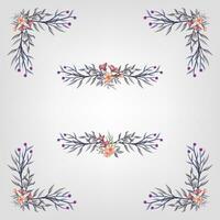 Set botanic blossom floral elements Decorative for Invitation vector