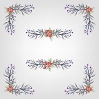 Set botanic blossom floral elements Decorative for Invitation vector