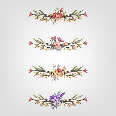 Set botanic blossom floral elements Decorative for Invitation