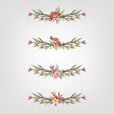 Set botanic blossom floral elements Decorative for Invitation