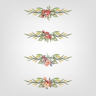 Set botanic blossom floral elements Decorative for Invitation