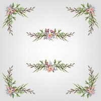 Set botanic blossom floral elements Decorative for Invitation vector