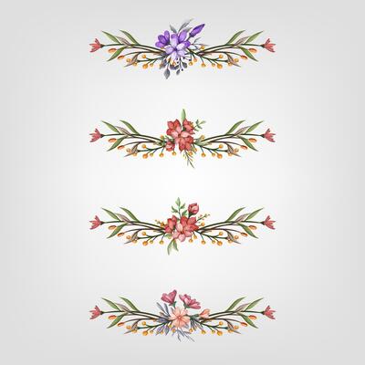 Set botanic blossom floral elements Decorative for Invitation