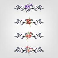 Set botanic blossom floral elements Decorative for Invitation vector