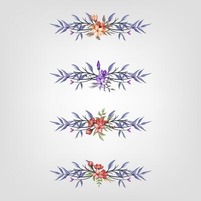 Set botanic blossom floral elements Decorative for Invitation