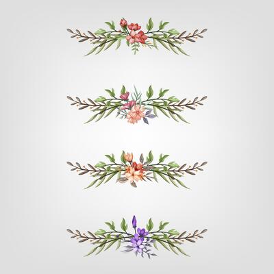 Set botanic blossom floral elements Decorative for Invitation