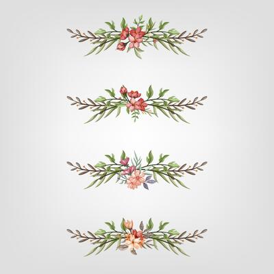 Set botanic blossom floral elements Decorative for Invitation