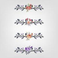 Set botanic blossom floral elements Decorative for Invitation vector