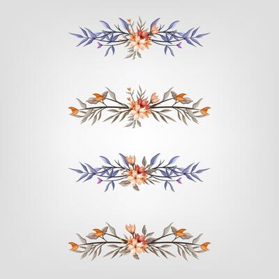 Set botanic blossom floral elements Decorative for Invitation