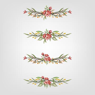 Set botanic blossom floral elements Decorative for Invitation