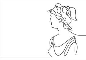 young woman Artemis- continuous line drawing vector