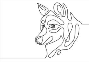 Dog head vector- continuous line drawing vector