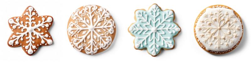 ai gegenereerd reeks van berijpt Kerstmis koekje geïsoleerd Aan transparant achtergrond png