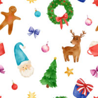 Cute watercolor christmas seamless pattern background png