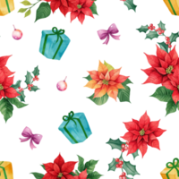 Watercolor christmas seamless pattern background png