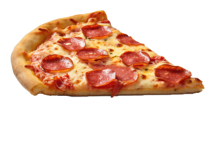 AI generated Slice of pizza pepperoni isolated on transparent background png