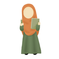 Moslem Girl Holding A book Illustration png