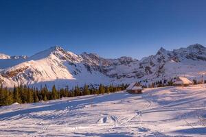 Winter landscape of Hala Gasienicowa Valey Gasienicowa in Tatra mountains in Zakopane,Poland photo