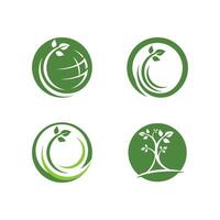 Logos of green Tree leaf ecology vector