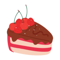 cute cartoon strawberry cake with chocolate and cherry png