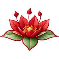 AI generated Red flower with leaves. AI Generative png