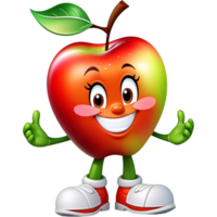 ai généré mignonne Pomme dessin animé. ai génératif png