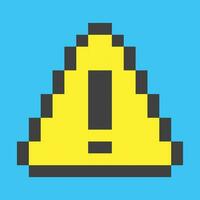 a pixelated yellow triangle with an exclamation mark on it vector