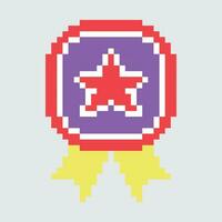 pixel star badge icon vector illustration